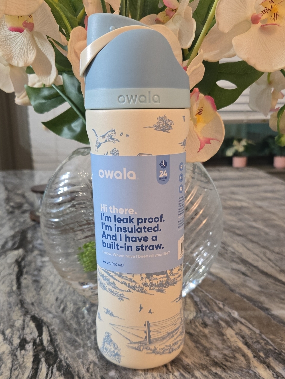 Owala Light Blue & Cream Water Bottle